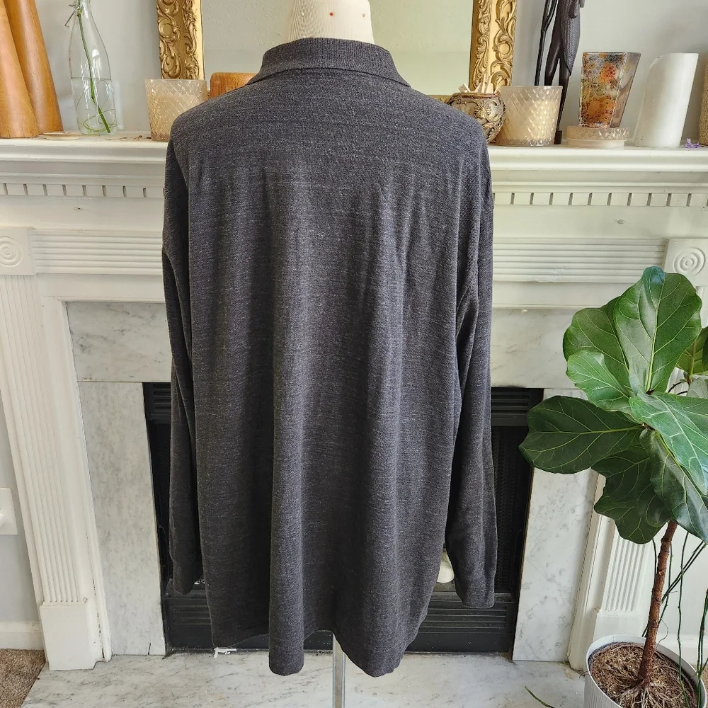 Polo Ralph Lauren Gray Polo Shirt Marled Preppy Heritage Long Sleeve Size 4XB